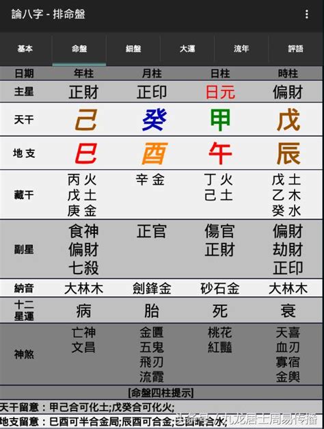 元字五行 免費四柱八字算命